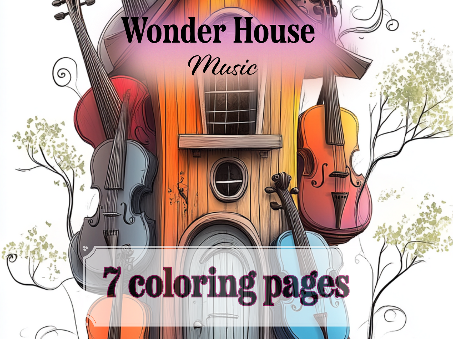 Music House Coloring Page  – Printable (A4, Black & White PDF) by Wonder House