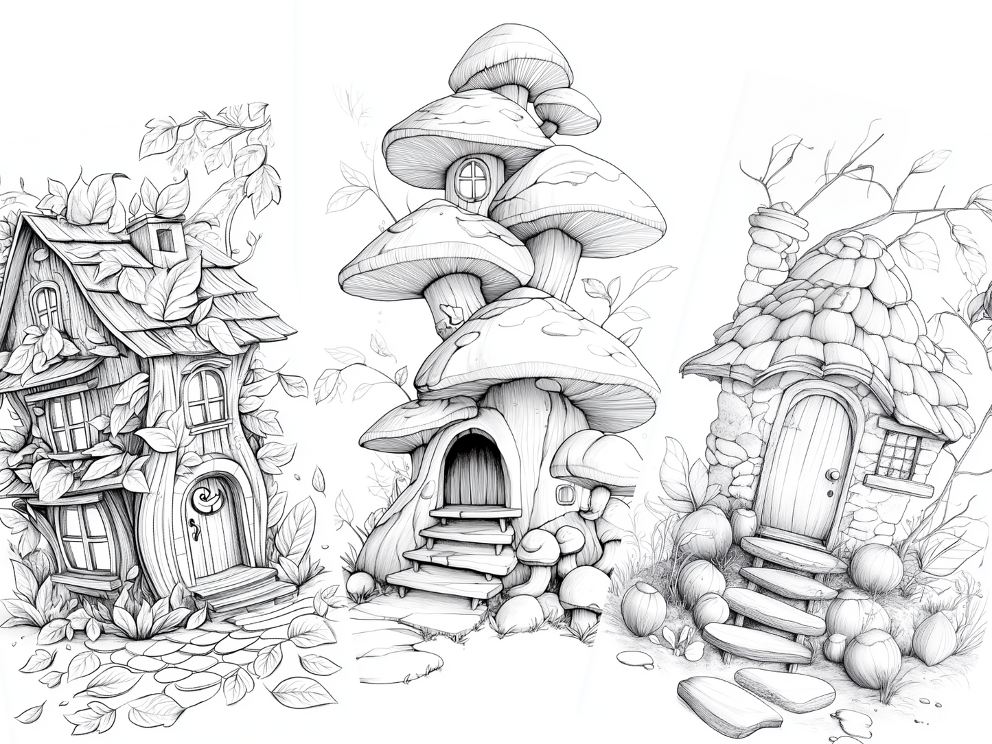 Forest House Coloring Page  – Printable (A4, Black & White PDF) by Wonder House