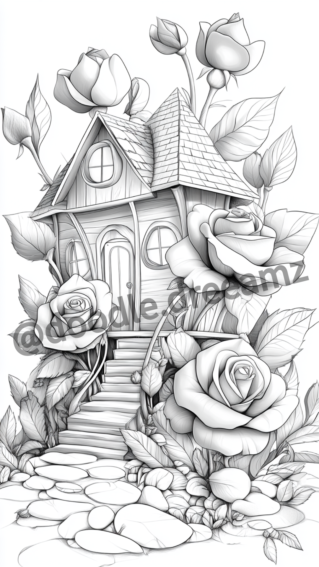 Grace Flowers Coloring Page  – Printable (A4, Black & White PDF) by Wonder House