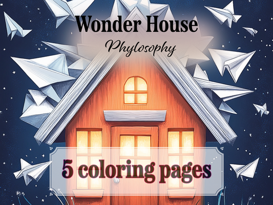Philosophy House Coloring Page – Printable (A4, Black & White PDF) by Wonder House