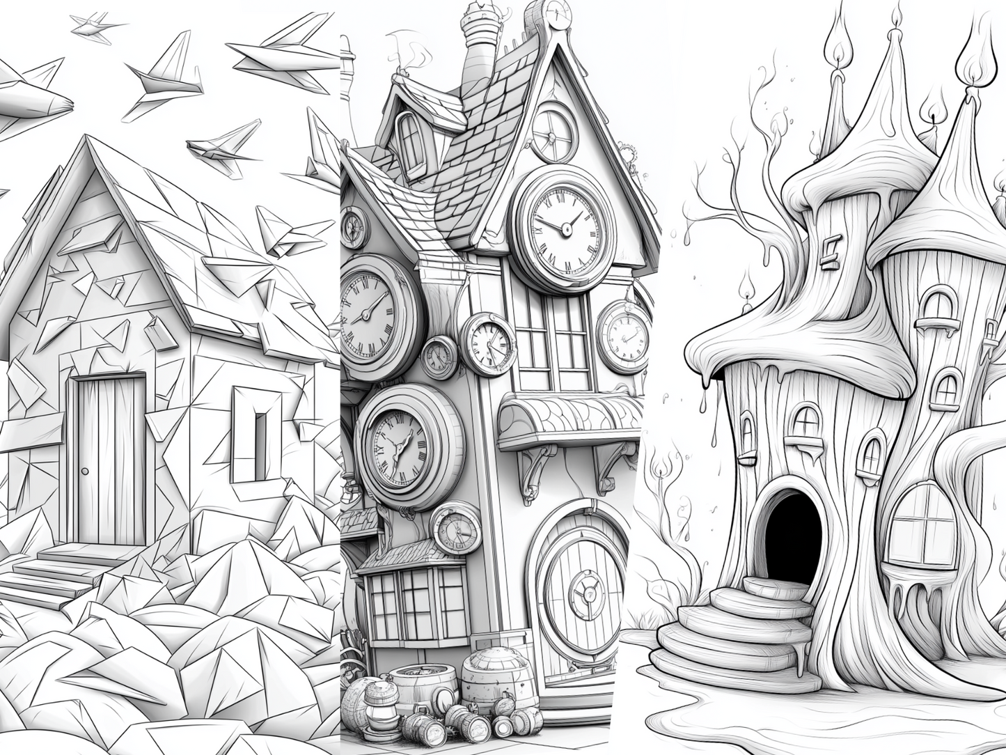 Philosophy House Coloring Page – Printable (A4, Black & White PDF) by Wonder House