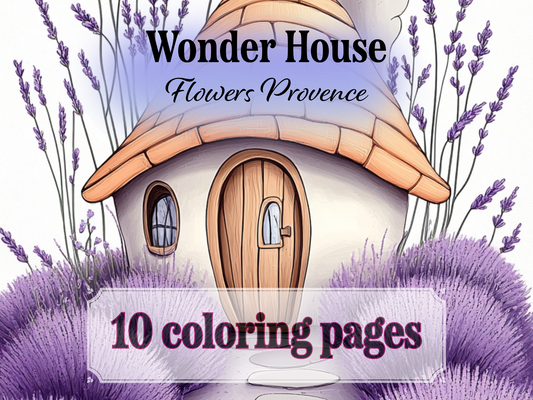 Provence Flowers Coloring Page  – Printable (A4, Black & White PDF) by Wonder House