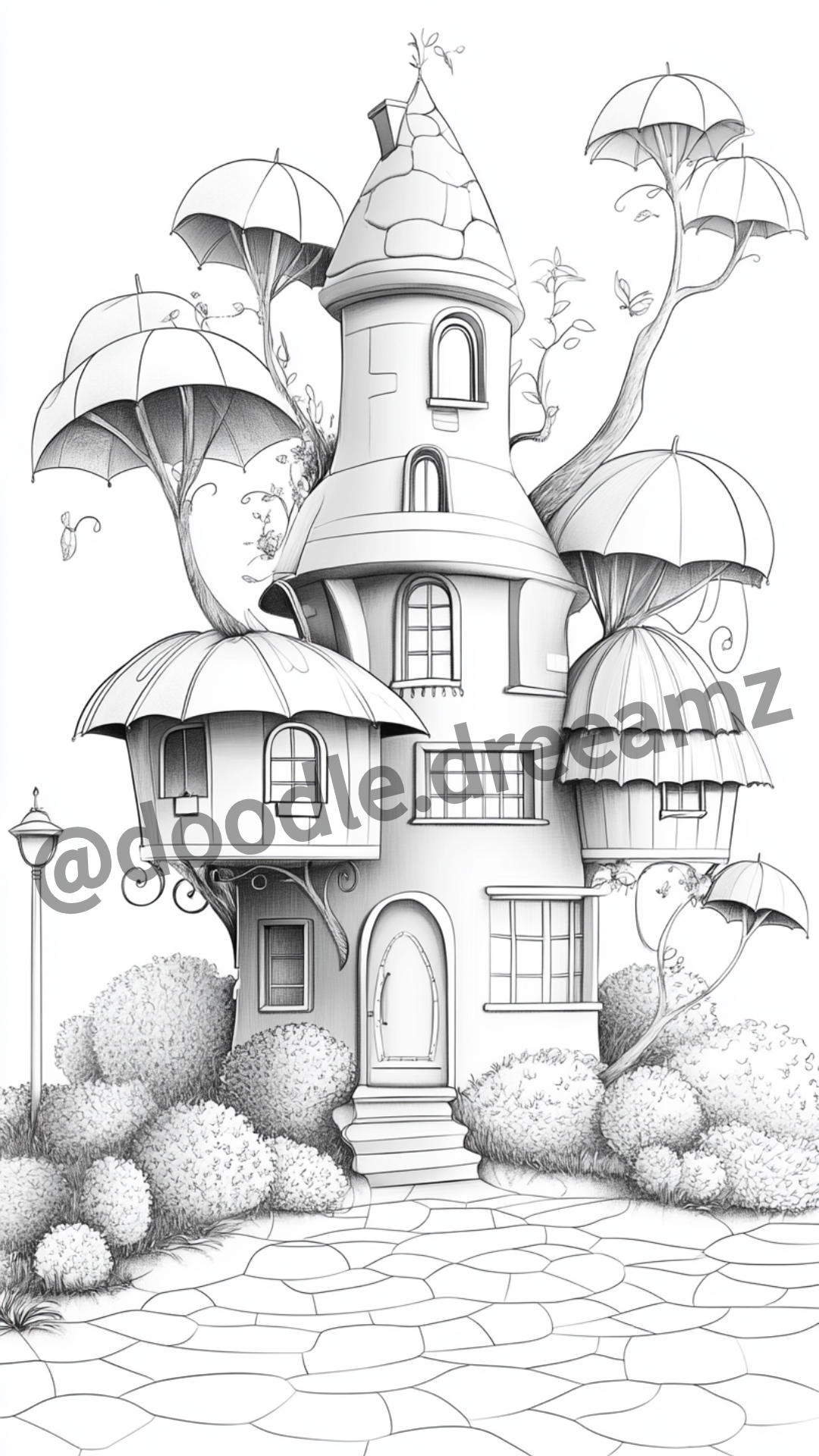 Accessories House Coloring Page  – Printable (A4, Black & White PDF) by Wonder House