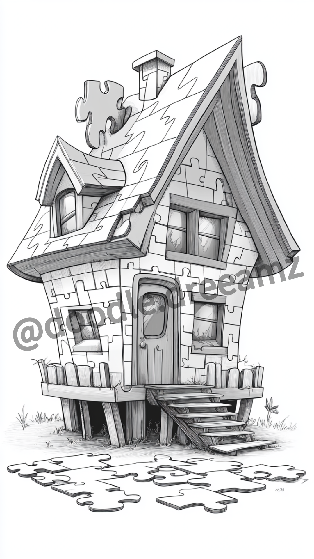 Game House Coloring Page  – Printable (A4, Black & White PDF) by Wonder House