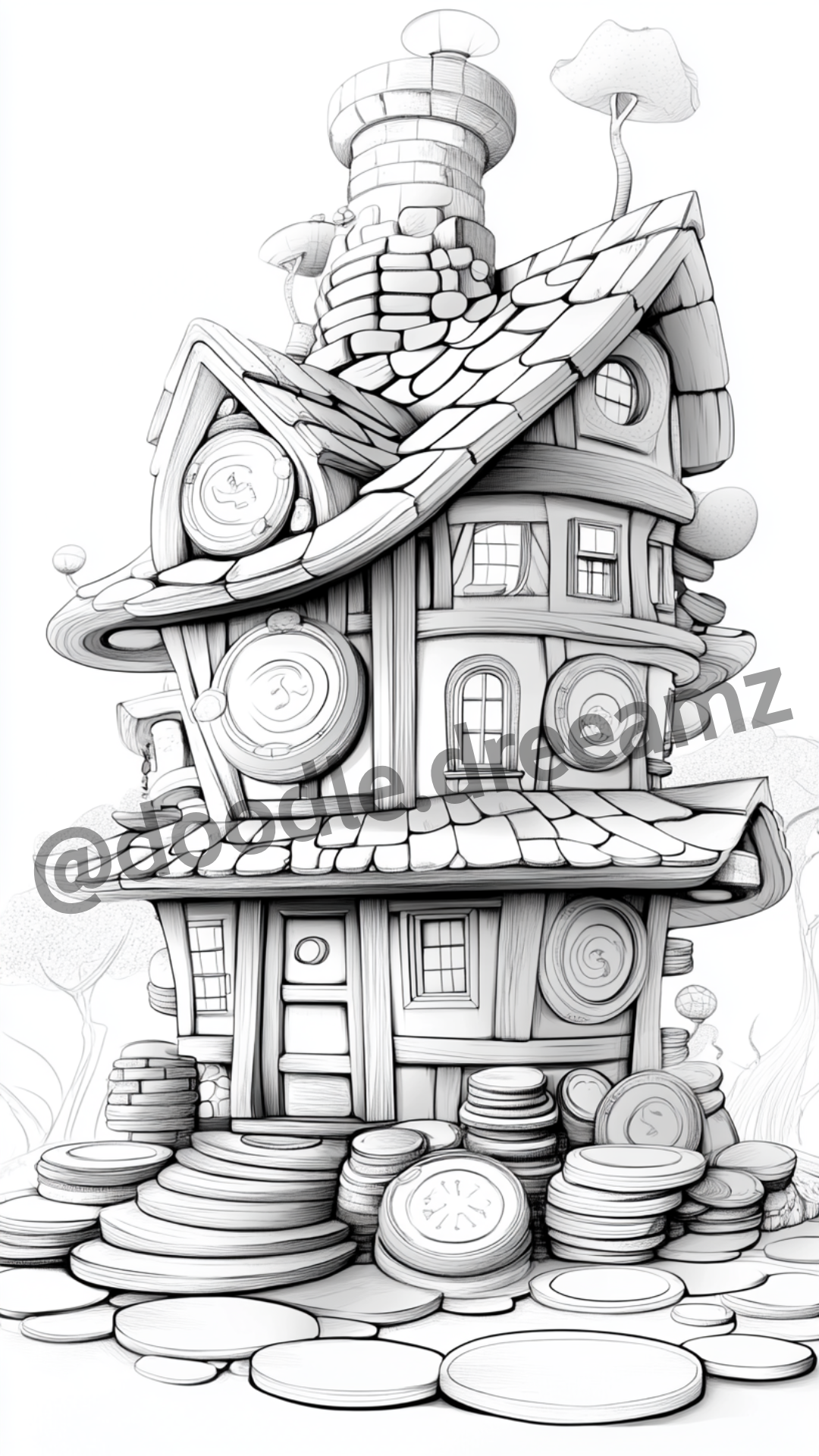 Game House Coloring Page  – Printable (A4, Black & White PDF) by Wonder House