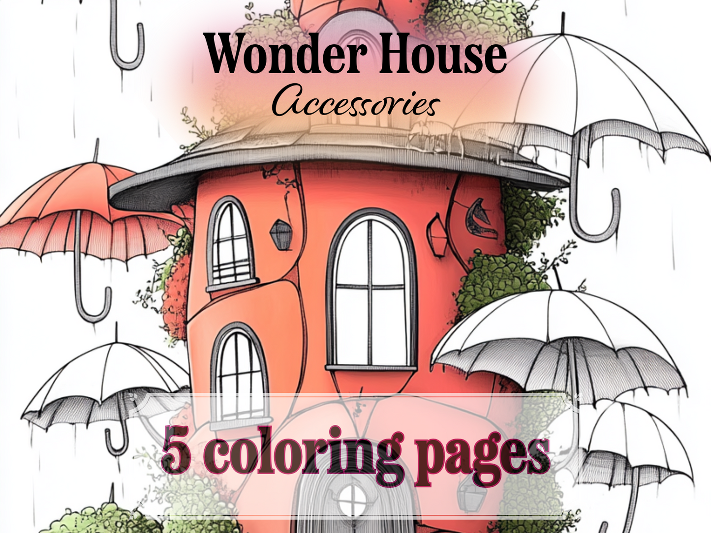 Accessories House Coloring Page  – Printable (A4, Black & White PDF) by Wonder House