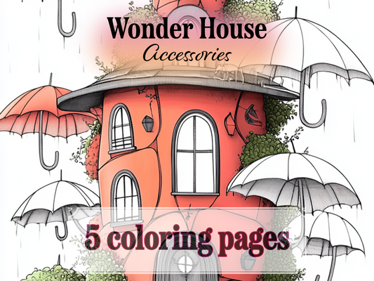 Accessories House Coloring Page  – Printable (A4, Black & White PDF) by Wonder House