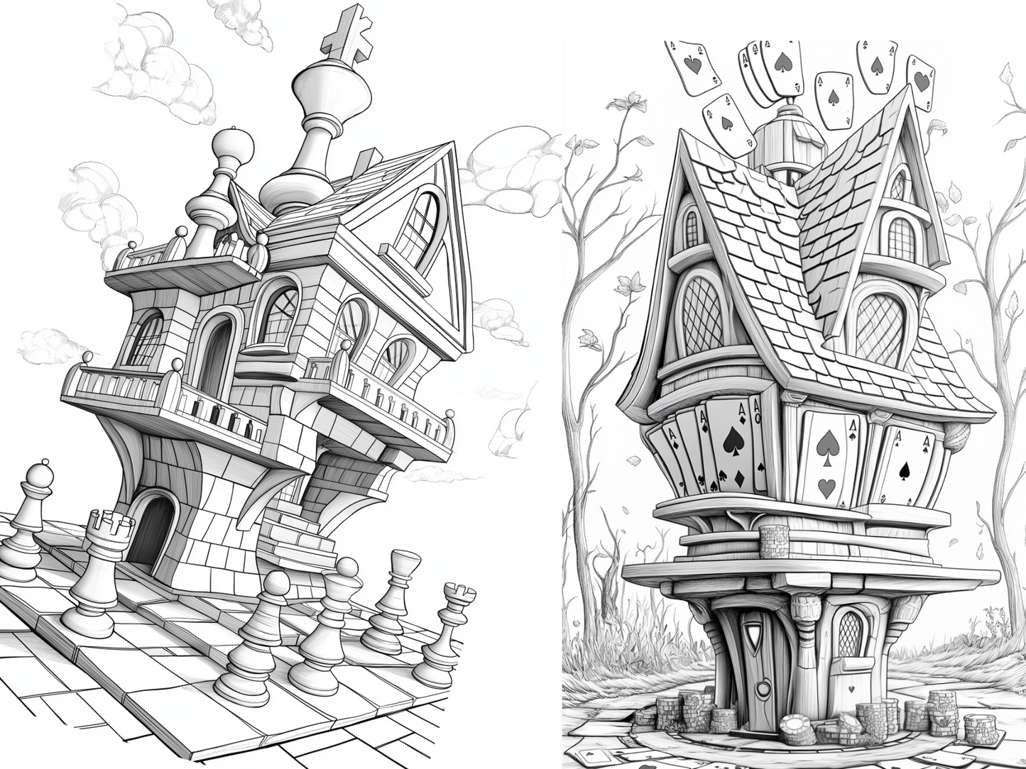 Game House Coloring Page  – Printable (A4, Black & White PDF) by Wonder House