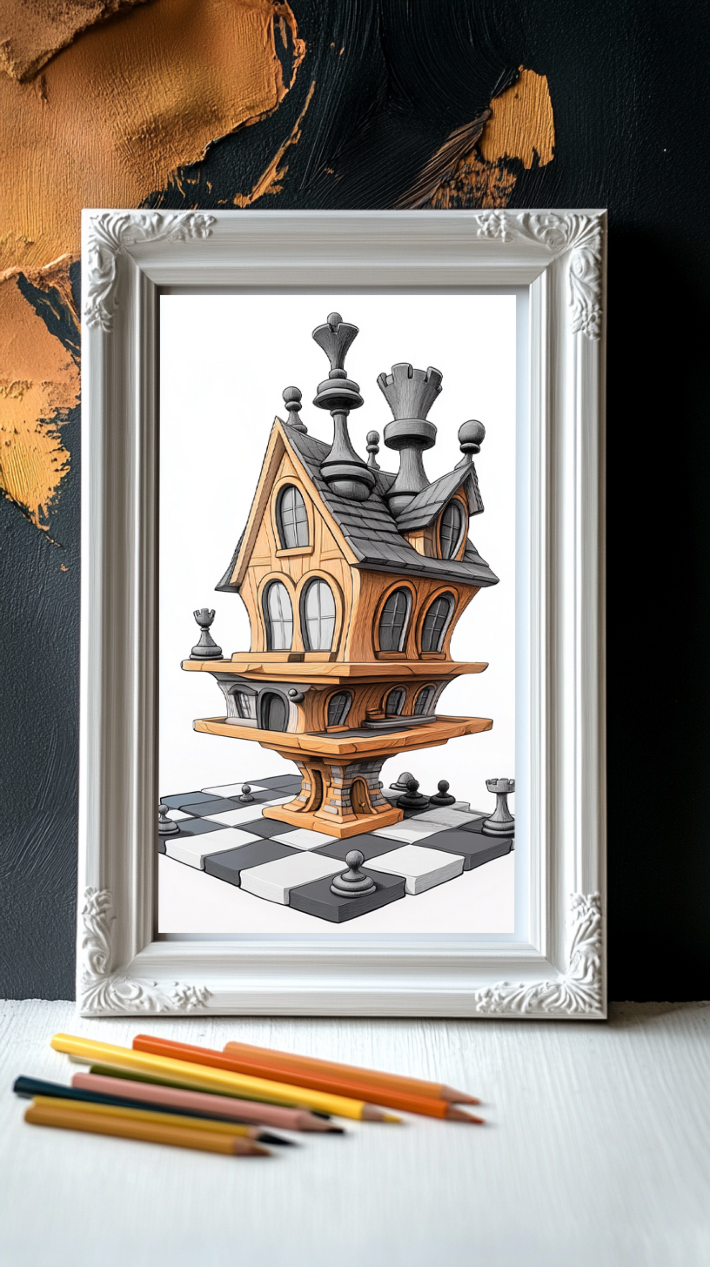 Game House Coloring Page  – Printable (A4, Black & White PDF) by Wonder House