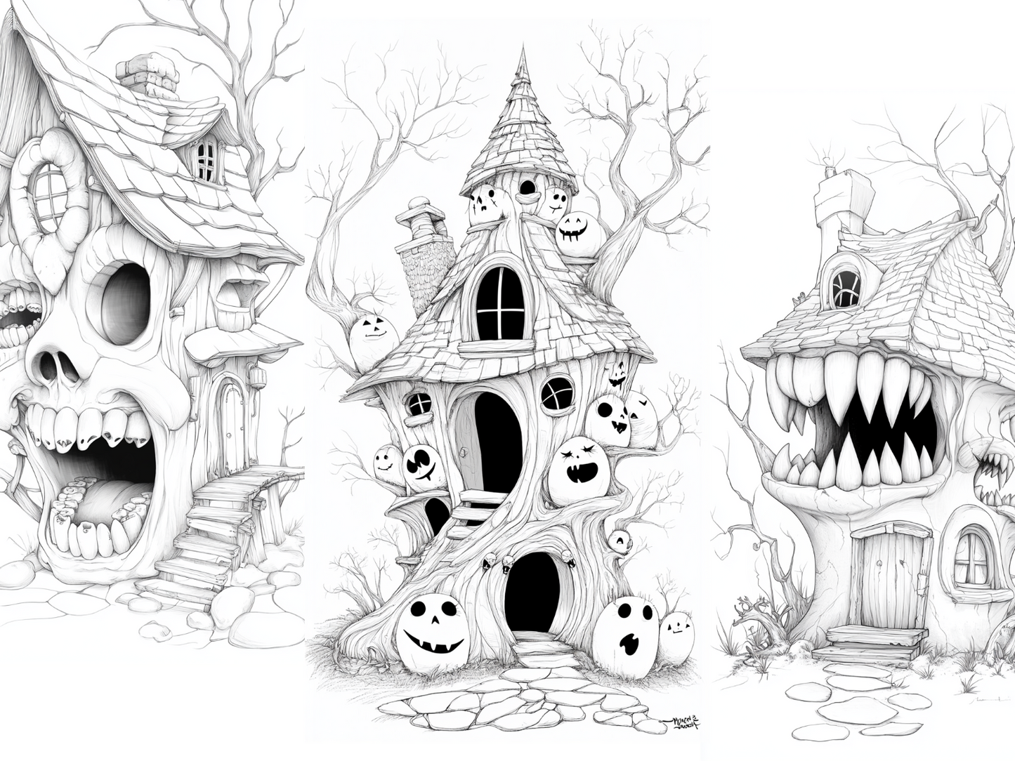 Scares House Coloring Page  – Printable (A4, Black & White PDF) by Wonder House
