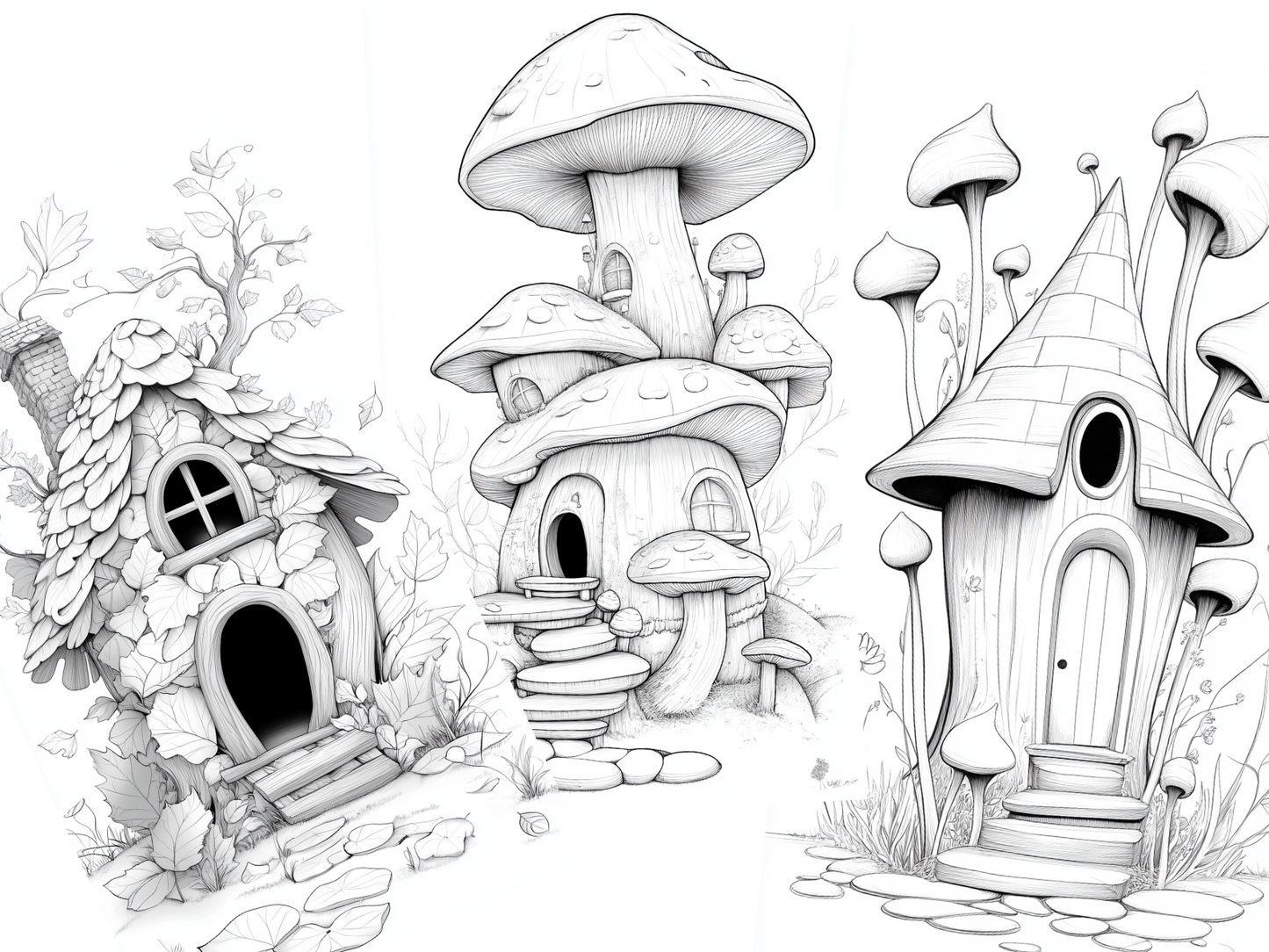 Forest House Coloring Page  – Printable (A4, Black & White PDF) by Wonder House