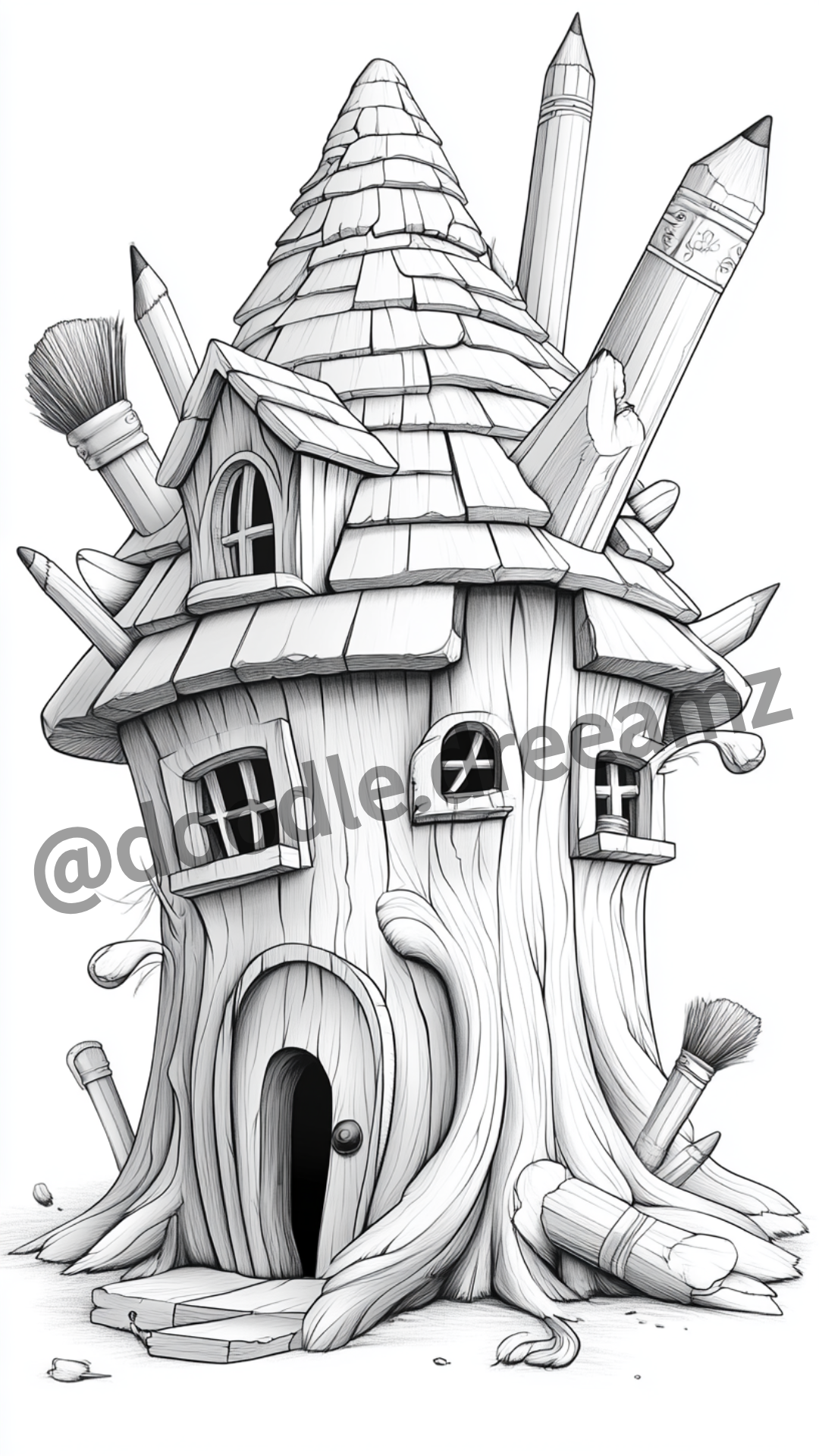 Philosophy House Coloring Page – Printable (A4, Black & White PDF) by Wonder House