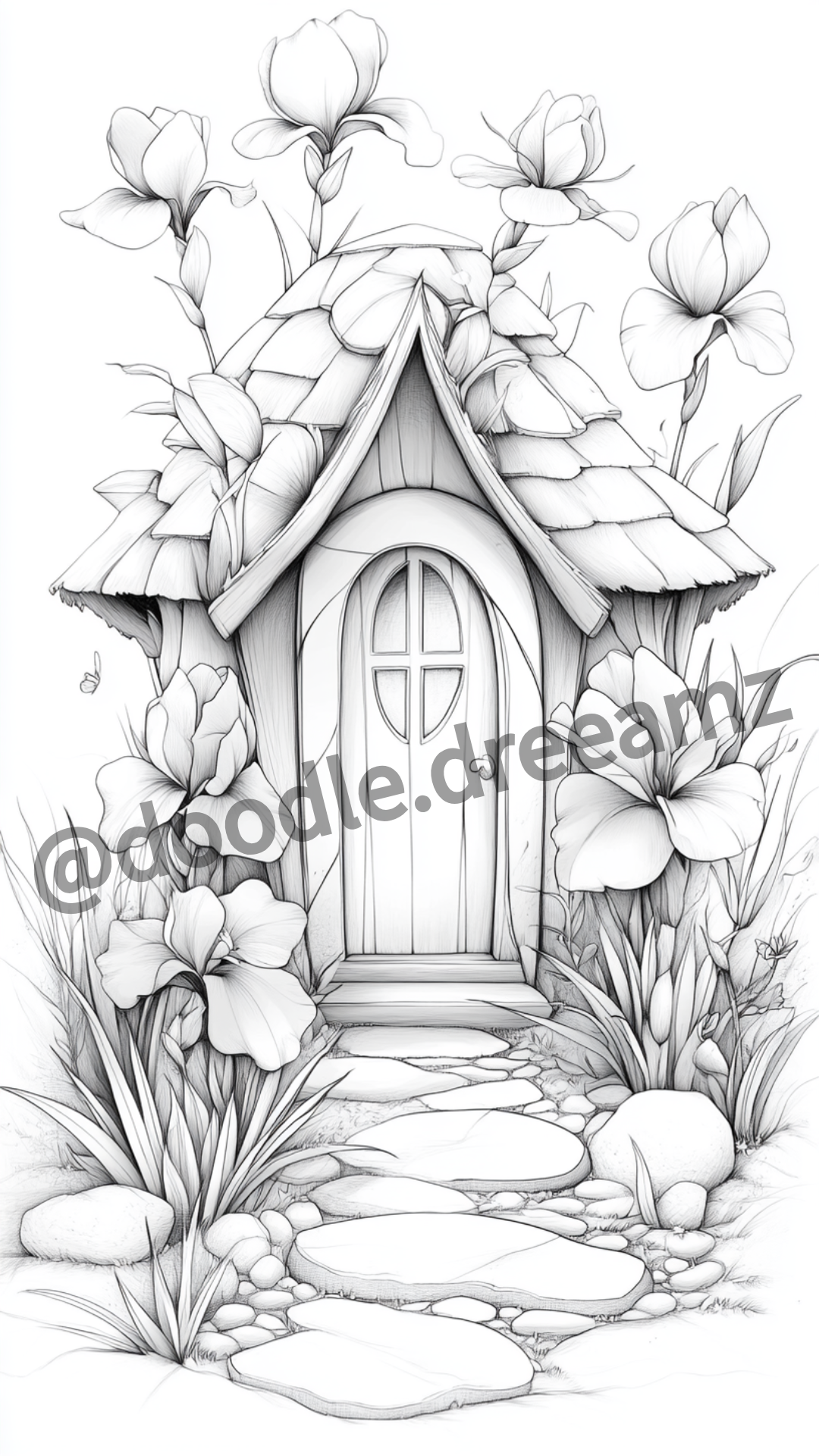 Grace Flowers Coloring Page  – Printable (A4, Black & White PDF) by Wonder House
