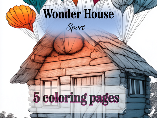 Sport House Coloring Page – Printable (A4, Black & White PDF) by Wonder House
