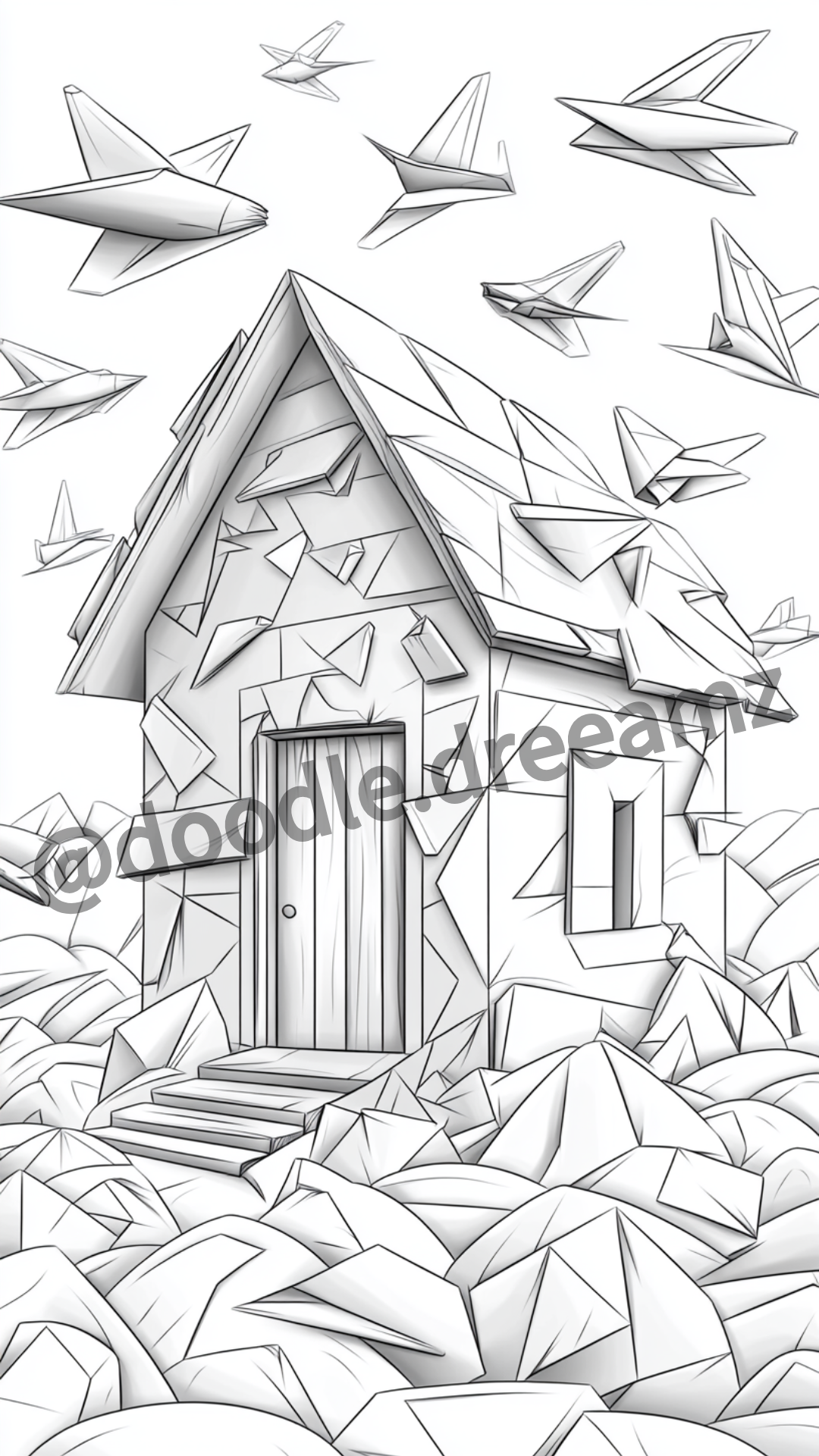 Philosophy House Coloring Page – Printable (A4, Black & White PDF) by Wonder House