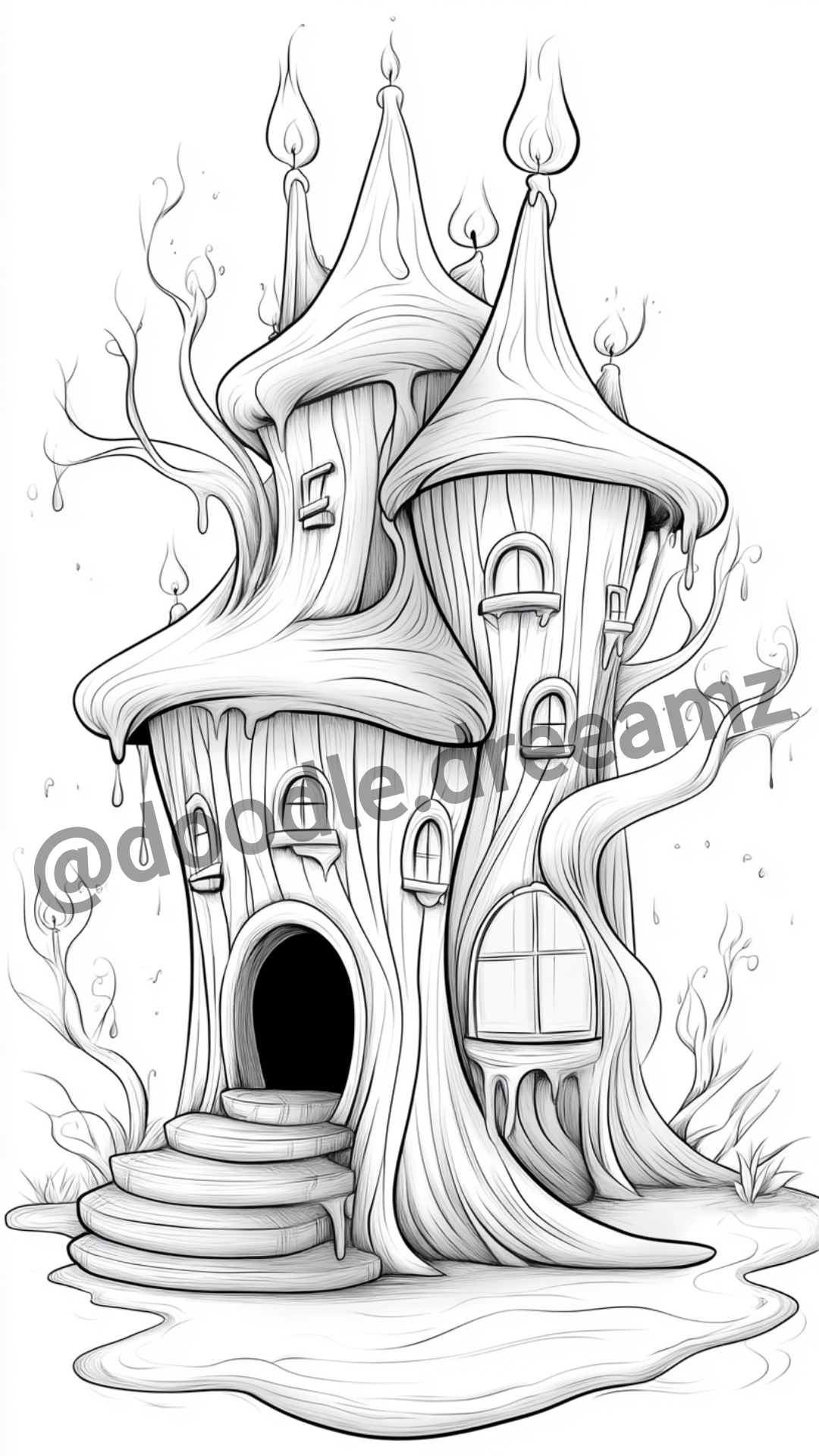 Philosophy House Coloring Page – Printable (A4, Black & White PDF) by Wonder House