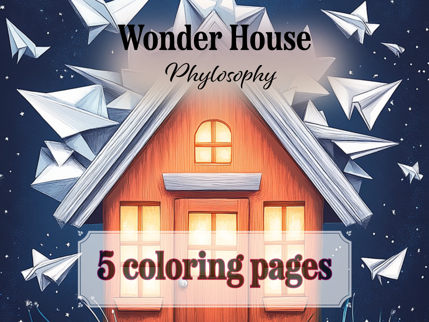 Philosophy House Coloring Page – Printable (A4, Black & White PDF) by Wonder House