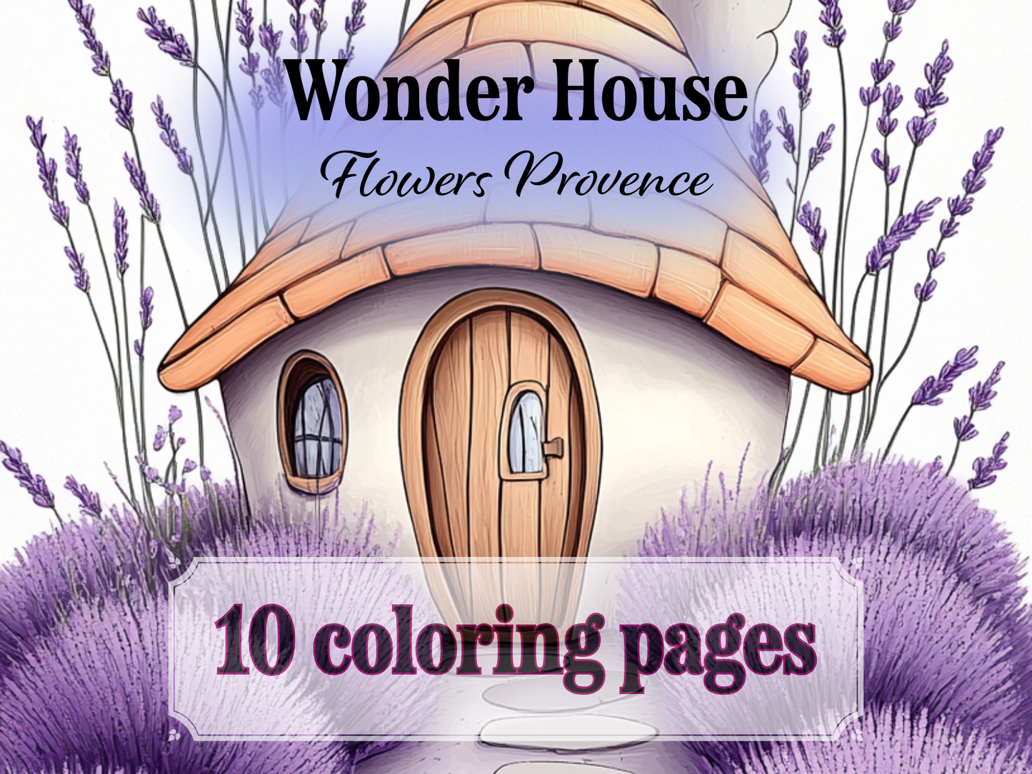 Provence Flowers Coloring Page  – Printable (A4, Black & White PDF) by Wonder House