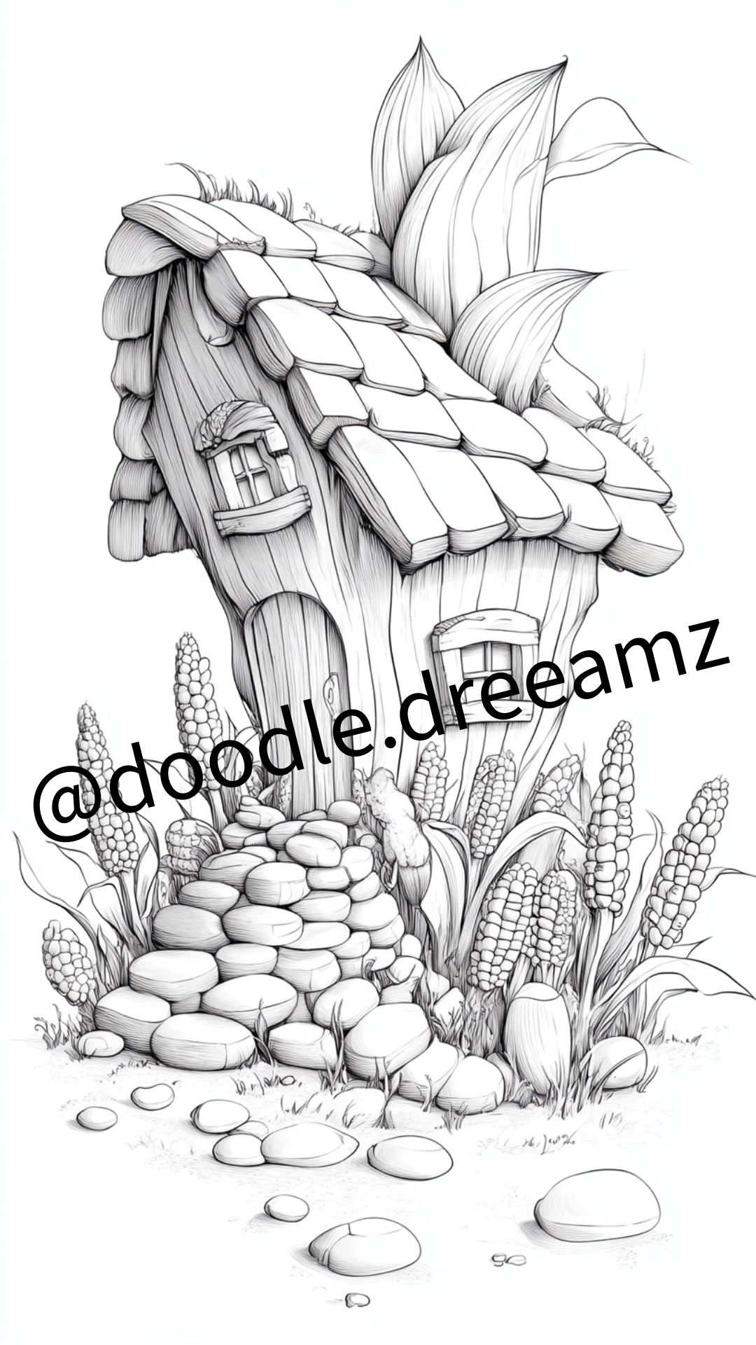 Vegetable House Coloring Page – Printable (A4, Black & White PDF) by Wonder House