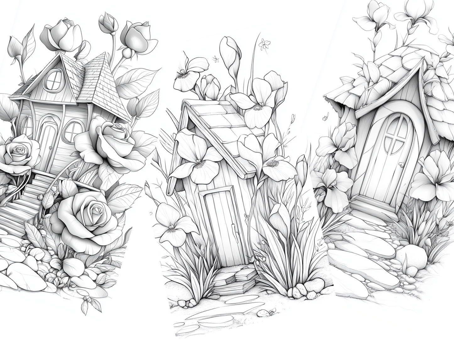 Grace Flowers Coloring Page  – Printable (A4, Black & White PDF) by Wonder House