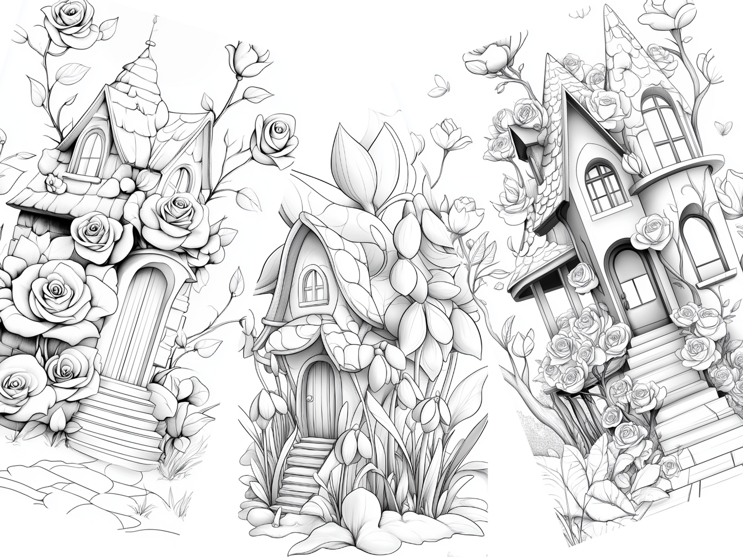 Grace Flowers Coloring Page  – Printable (A4, Black & White PDF) by Wonder House