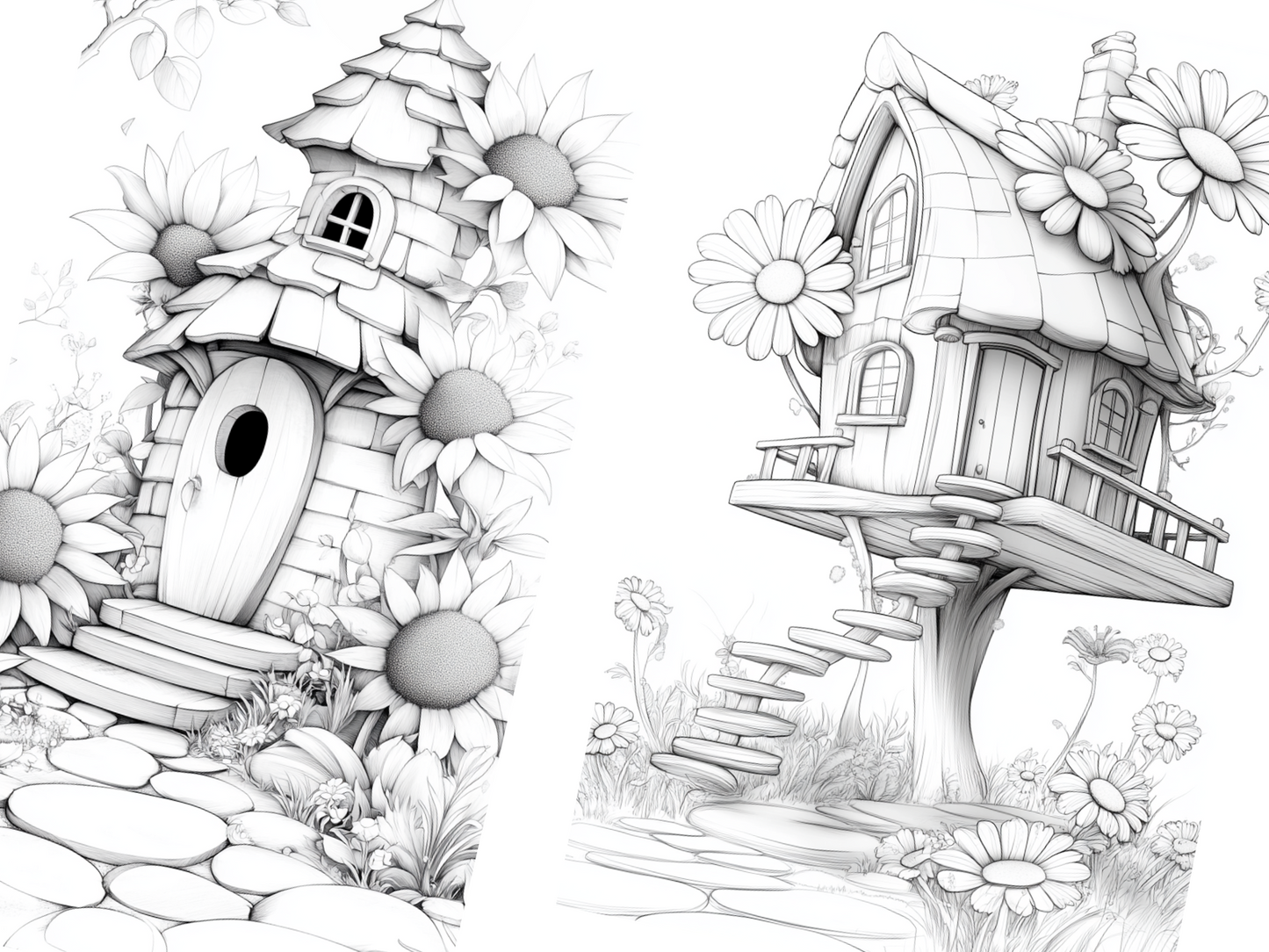 Grace Flowers Coloring Page  – Printable (A4, Black & White PDF) by Wonder House