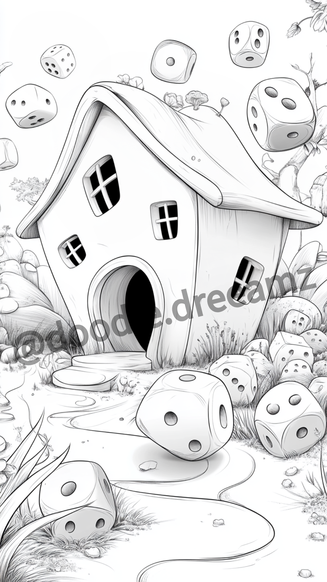 Game House Coloring Page  – Printable (A4, Black & White PDF) by Wonder House