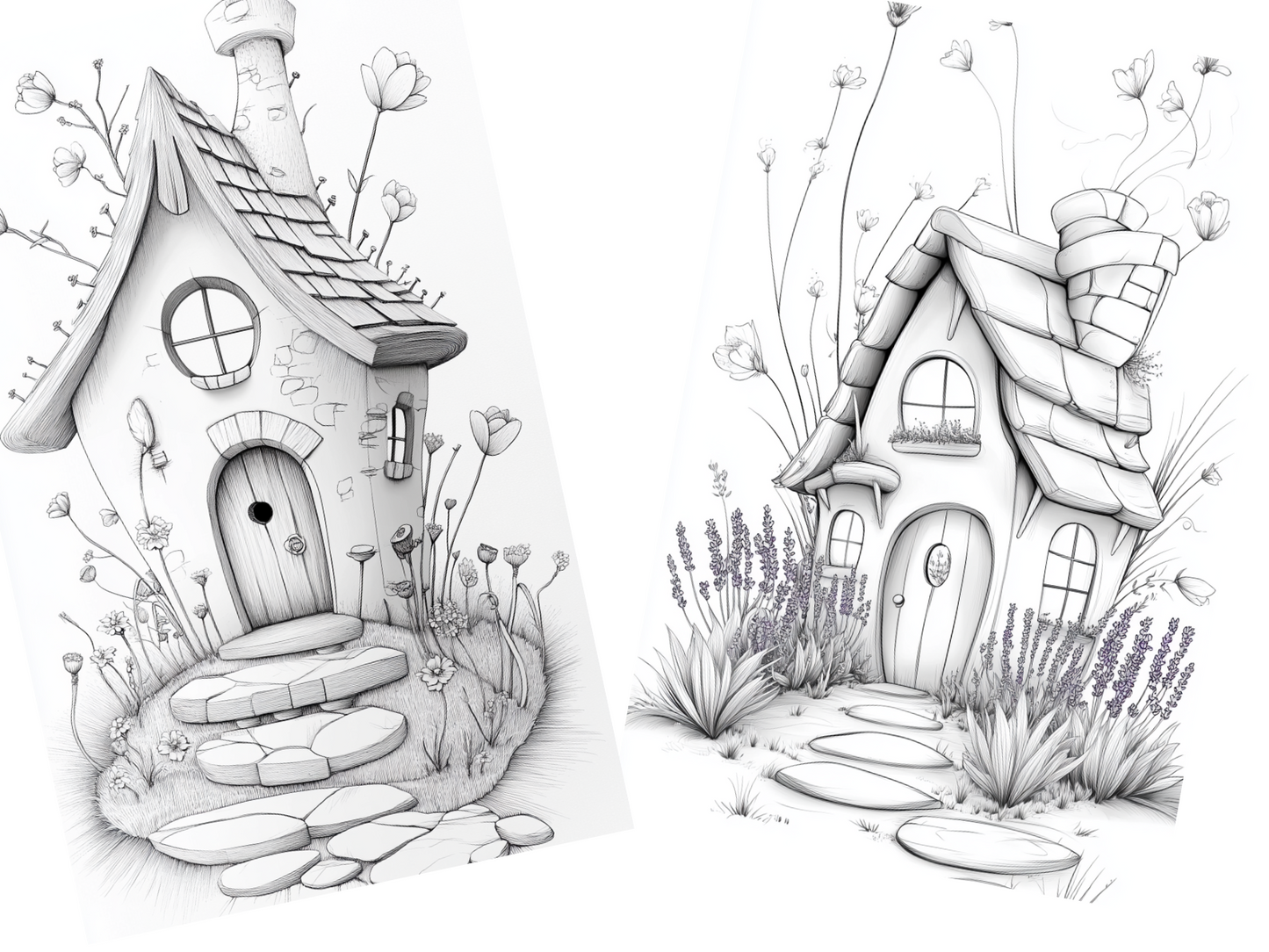 Provence Flowers Coloring Page  – Printable (A4, Black & White PDF) by Wonder House