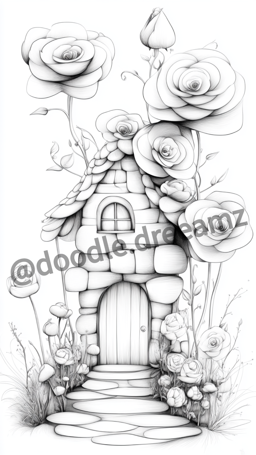 Provence Flowers Coloring Page  – Printable (A4, Black & White PDF) by Wonder House
