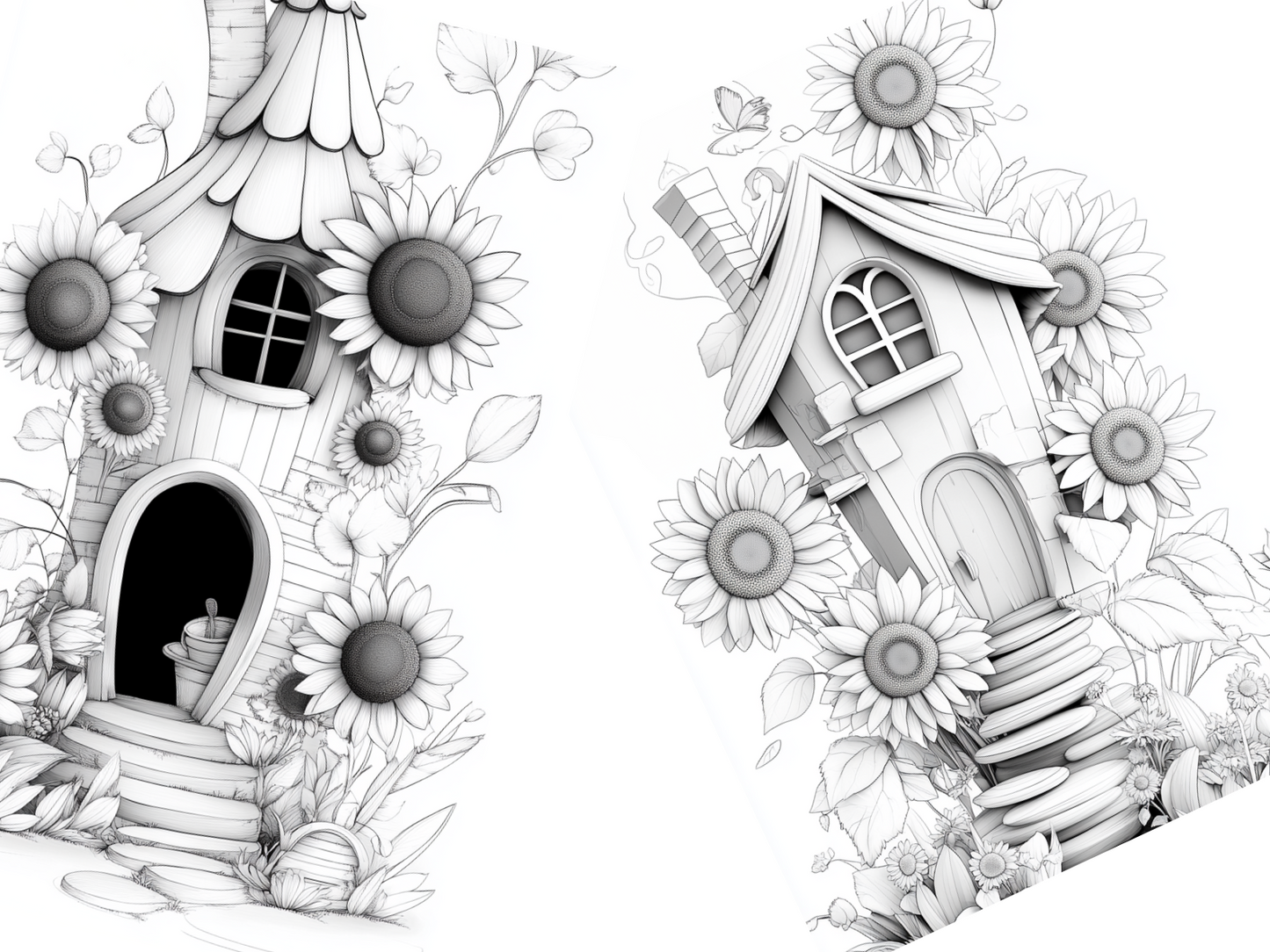 Provence Flowers Coloring Page  – Printable (A4, Black & White PDF) by Wonder House