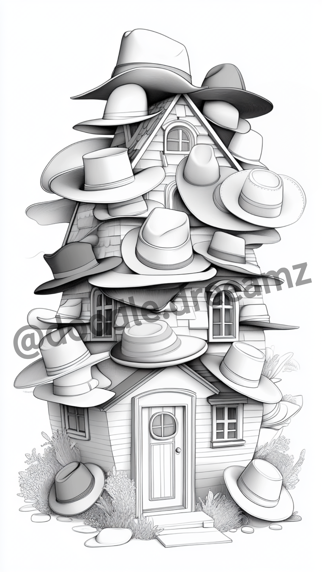 Accessories House Coloring Page  – Printable (A4, Black & White PDF) by Wonder House