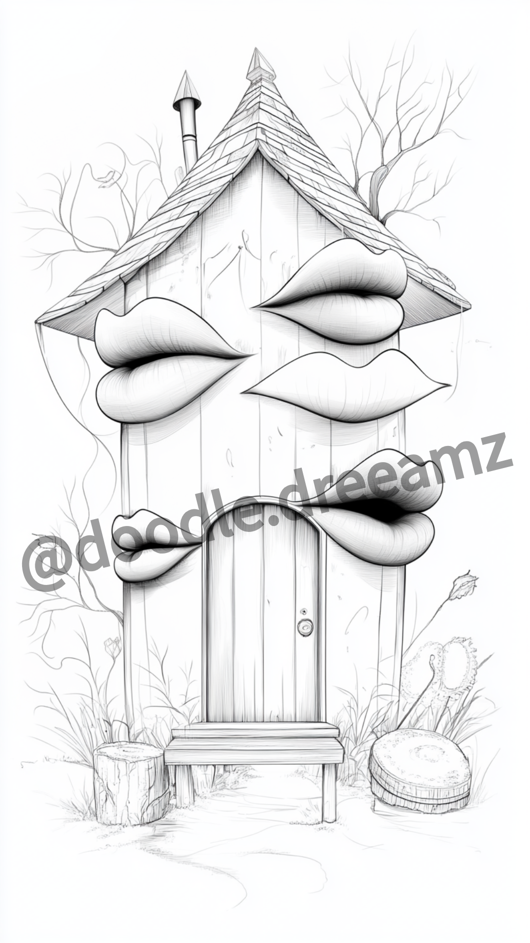 Scares House Coloring Page  – Printable (A4, Black & White PDF) by Wonder House