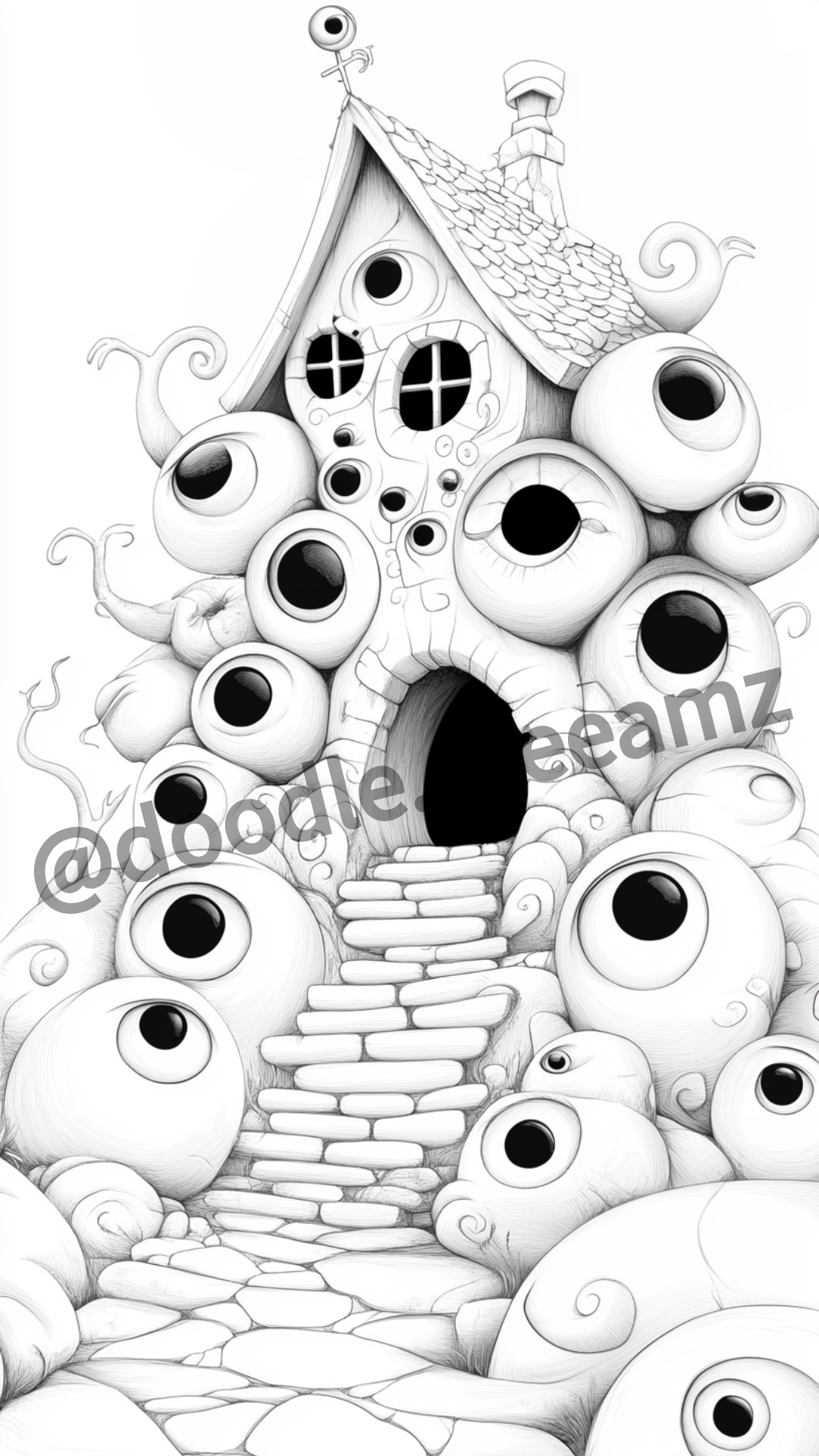 Scares House Coloring Page  – Printable (A4, Black & White PDF) by Wonder House