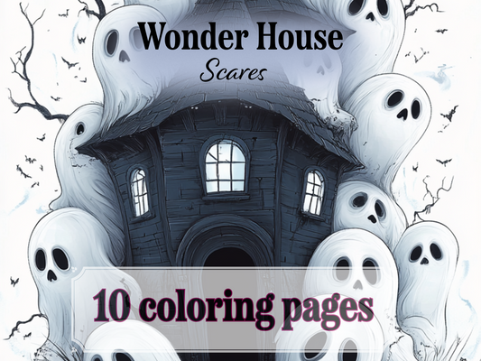 Scares House Coloring Page  – Printable (A4, Black & White PDF) by Wonder House